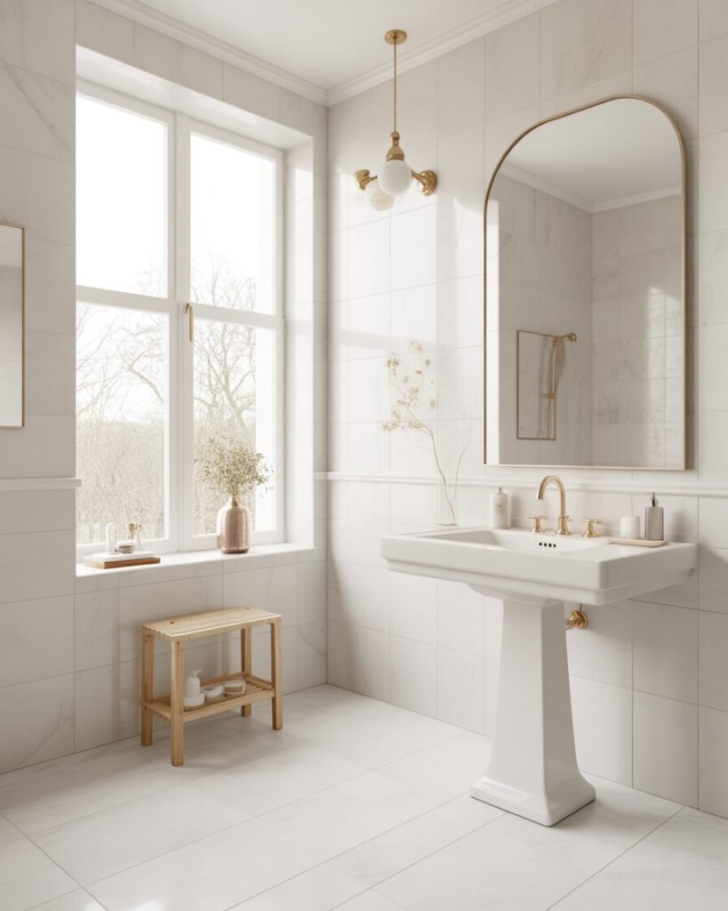 white luxury marble bathroom design