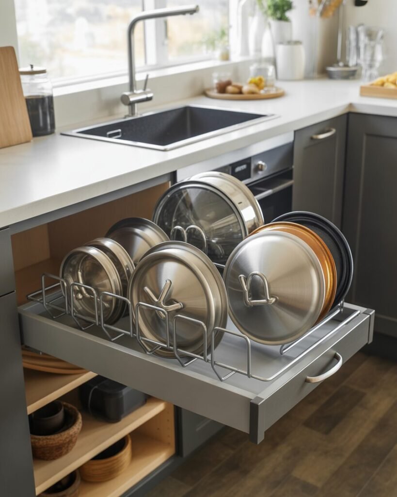Kitchen organization hacks lid storage