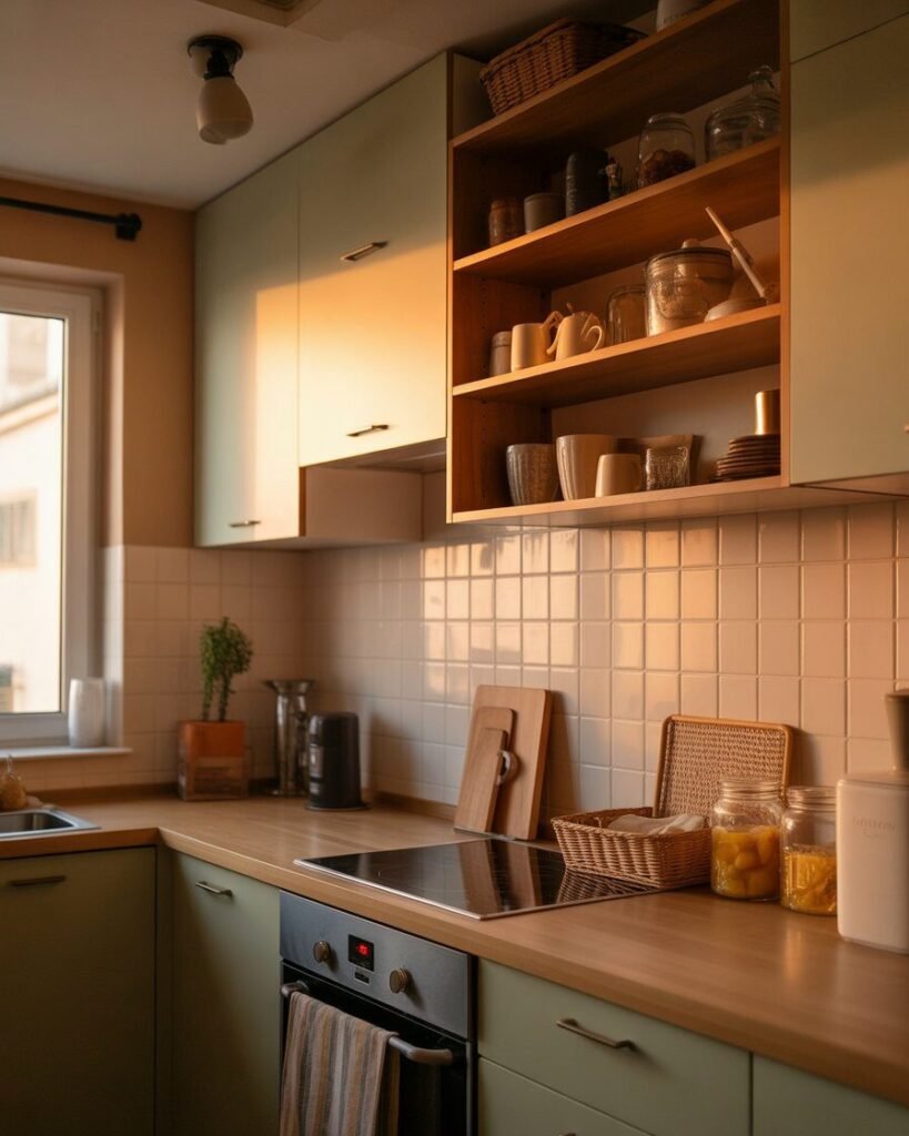 Kitchen organization hacks under shelves