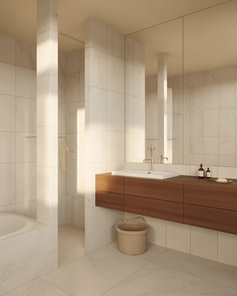 wood and luxury marble bathroom