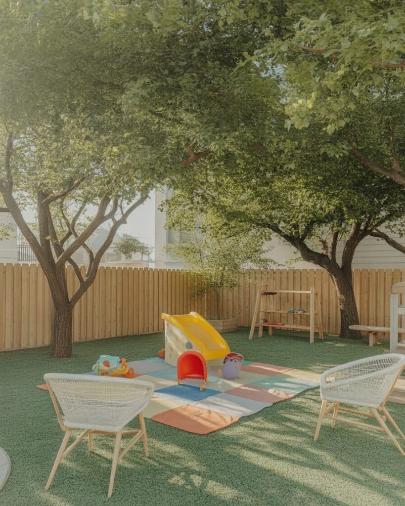 Shaded kids’ garden playground spot