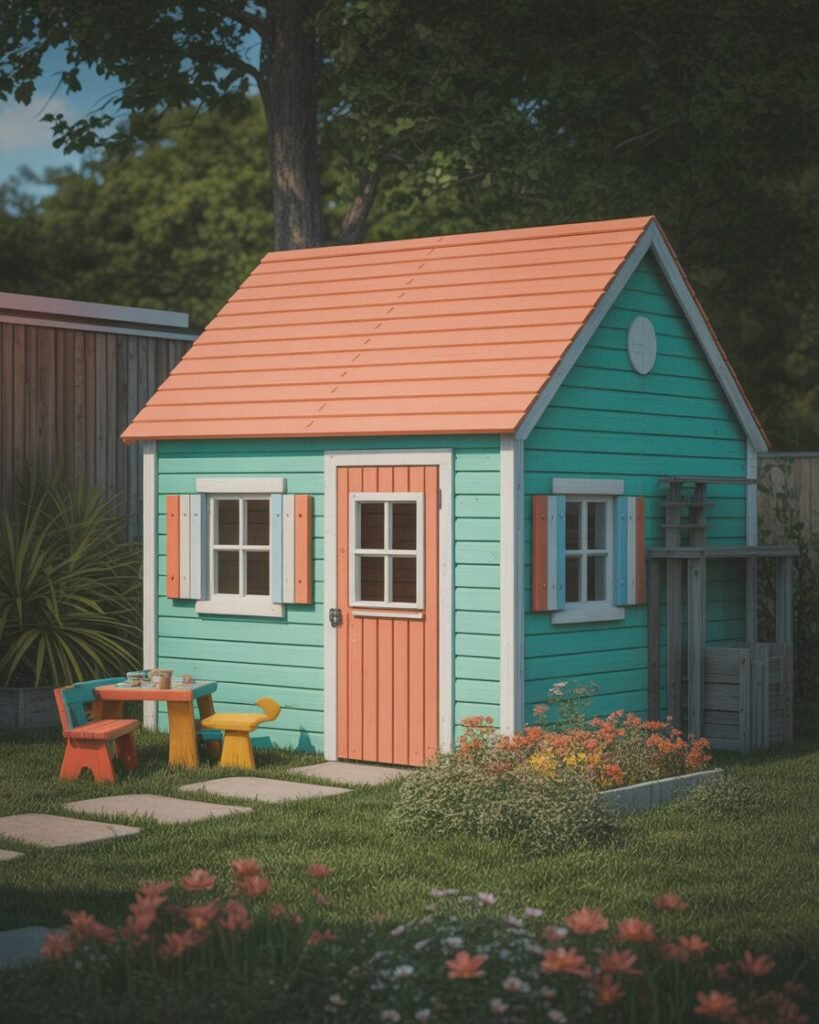 Colorful playhouse for garden playground
