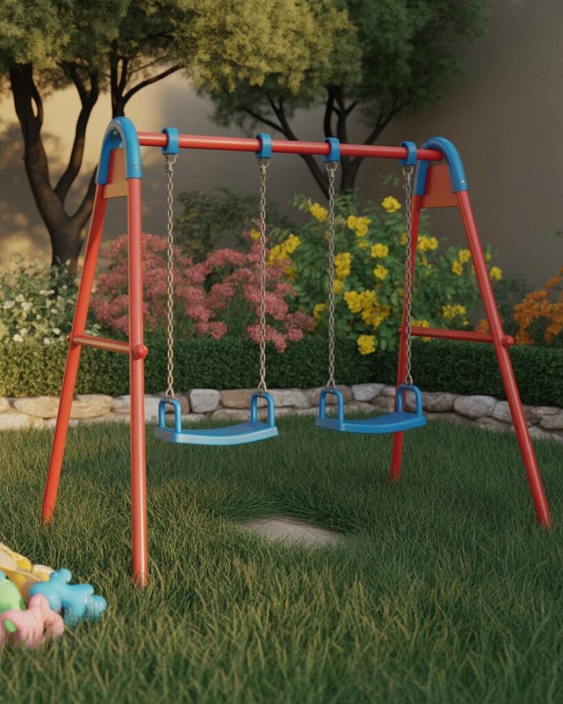 Colorful swing set for playground