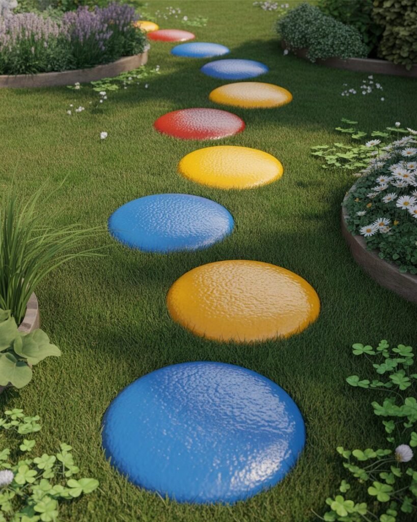 Colorful garden playground stepping stones