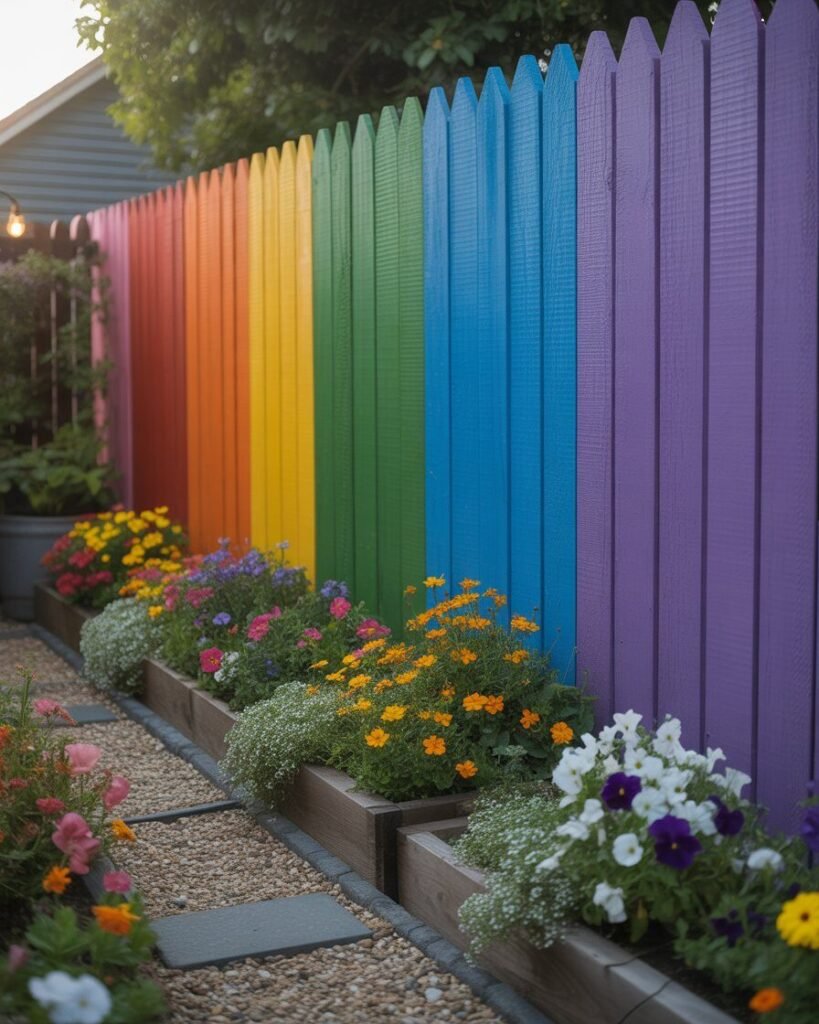 Colorful DIY fence for playground
