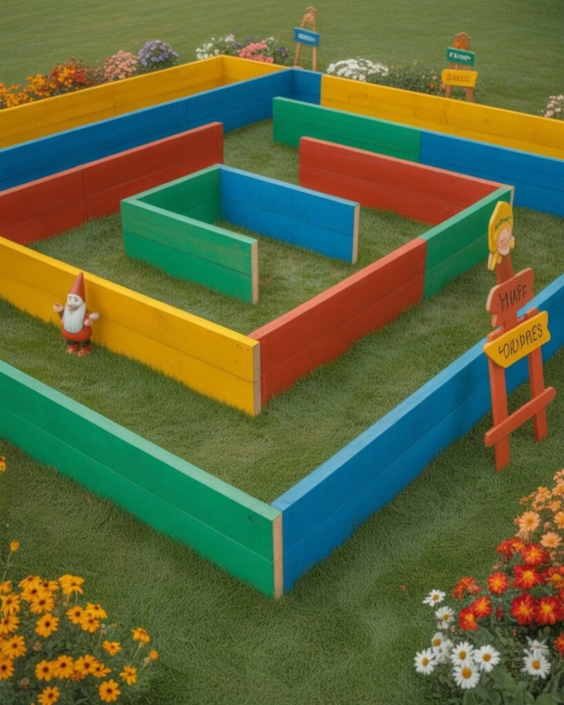 Colorful mini maze in playground