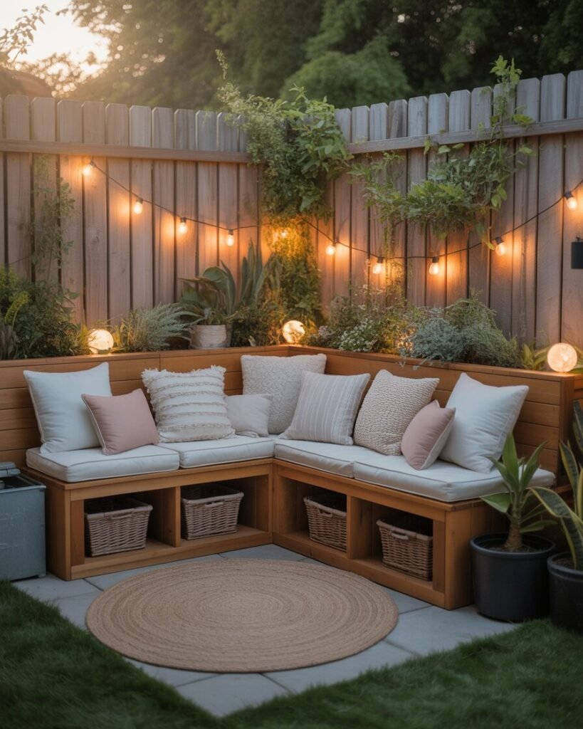 Built-in bench backyard idea
