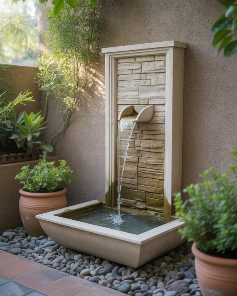 Vertical water feature backyard idea