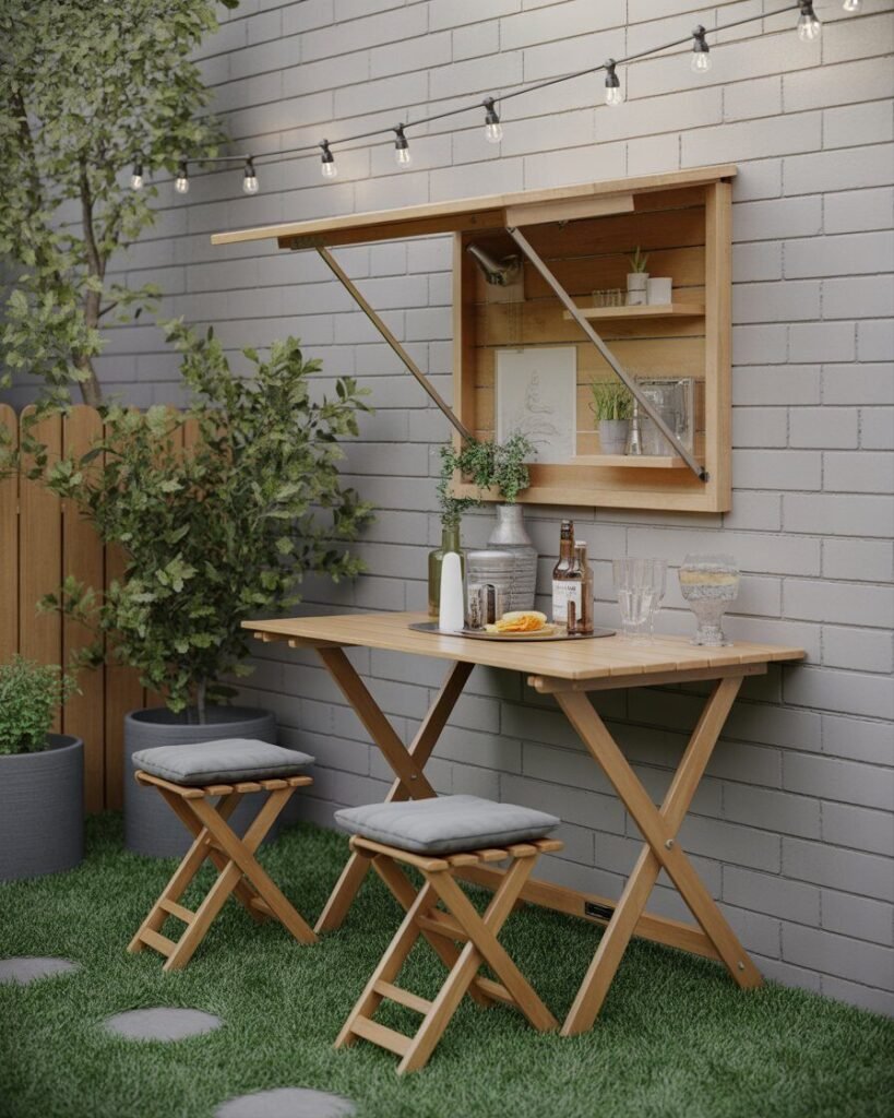 Wall-mounted bar backyard idea