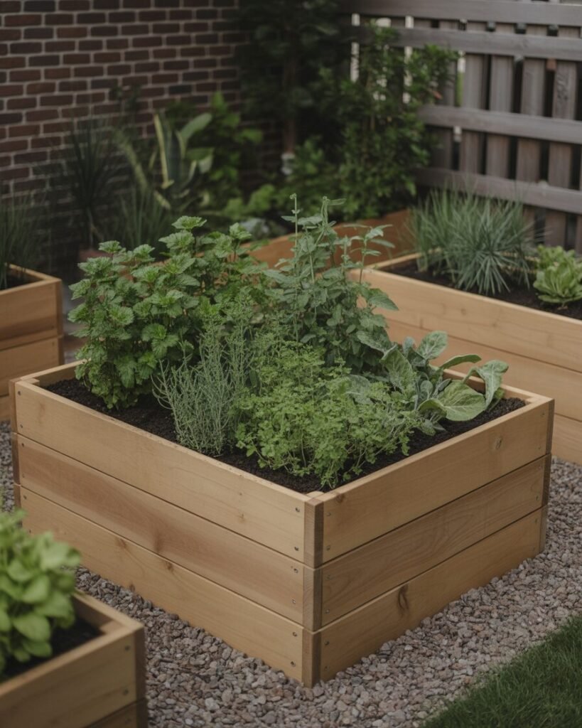 Raised garden bed backyard idea