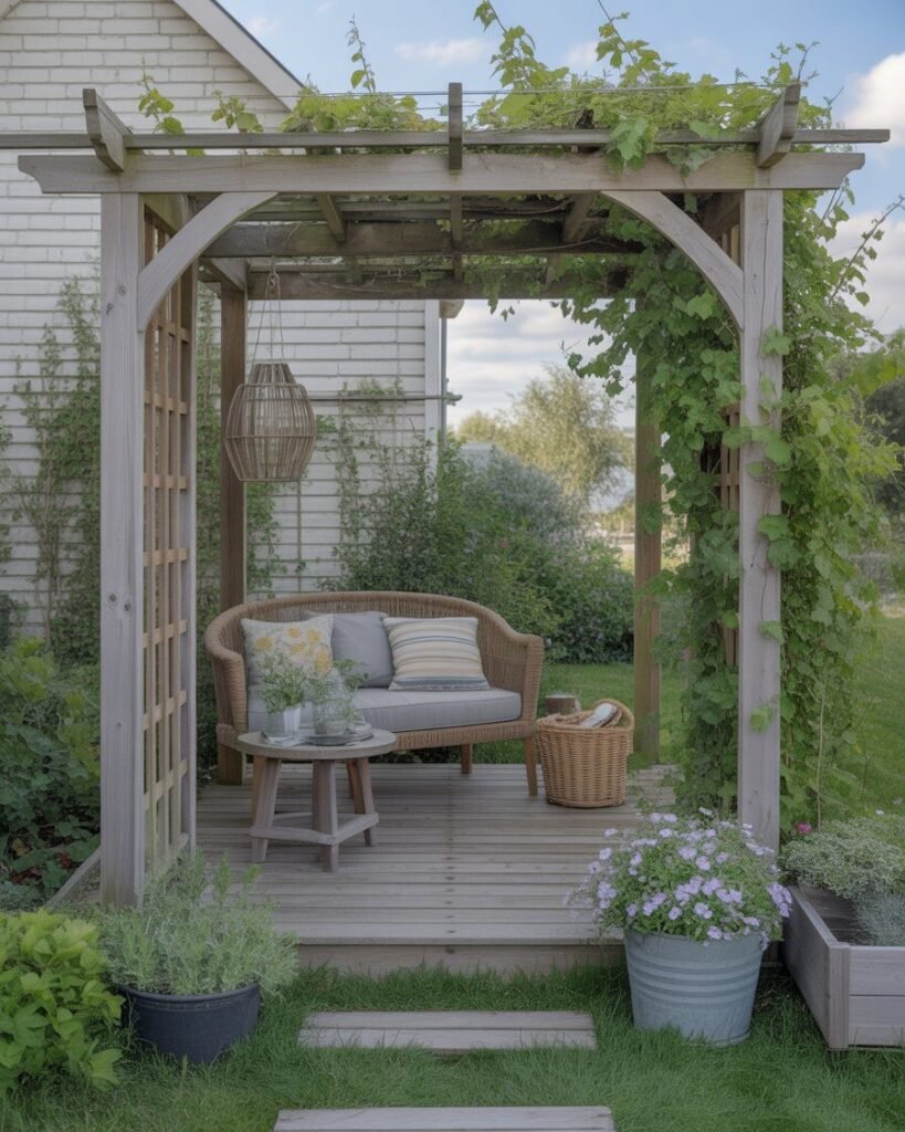 Trellis privacy backyard idea