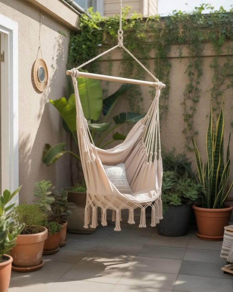 Hammock chair in small backyard
