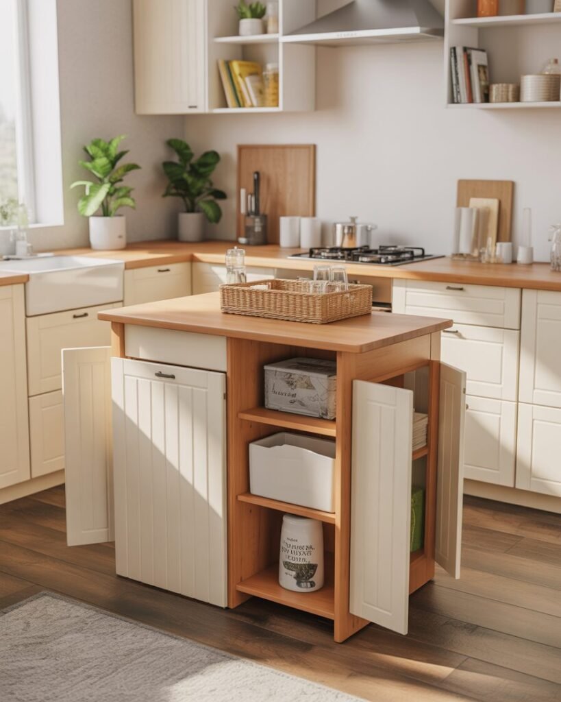 Small kitchen makeover multi-use island