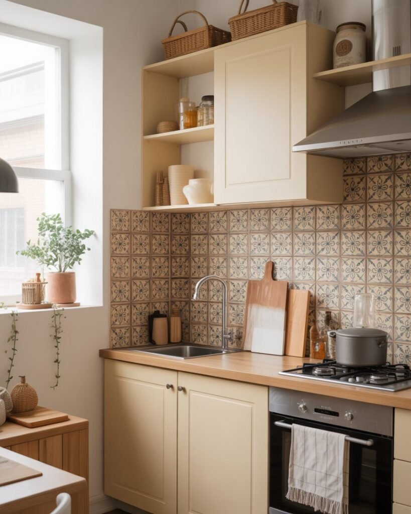 Small kitchen makeover backsplash tile