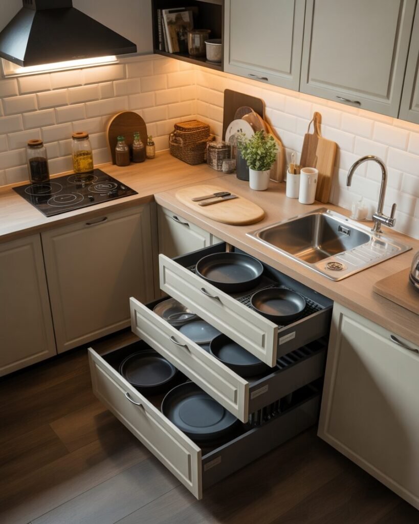 Small kitchen makeover deep drawers