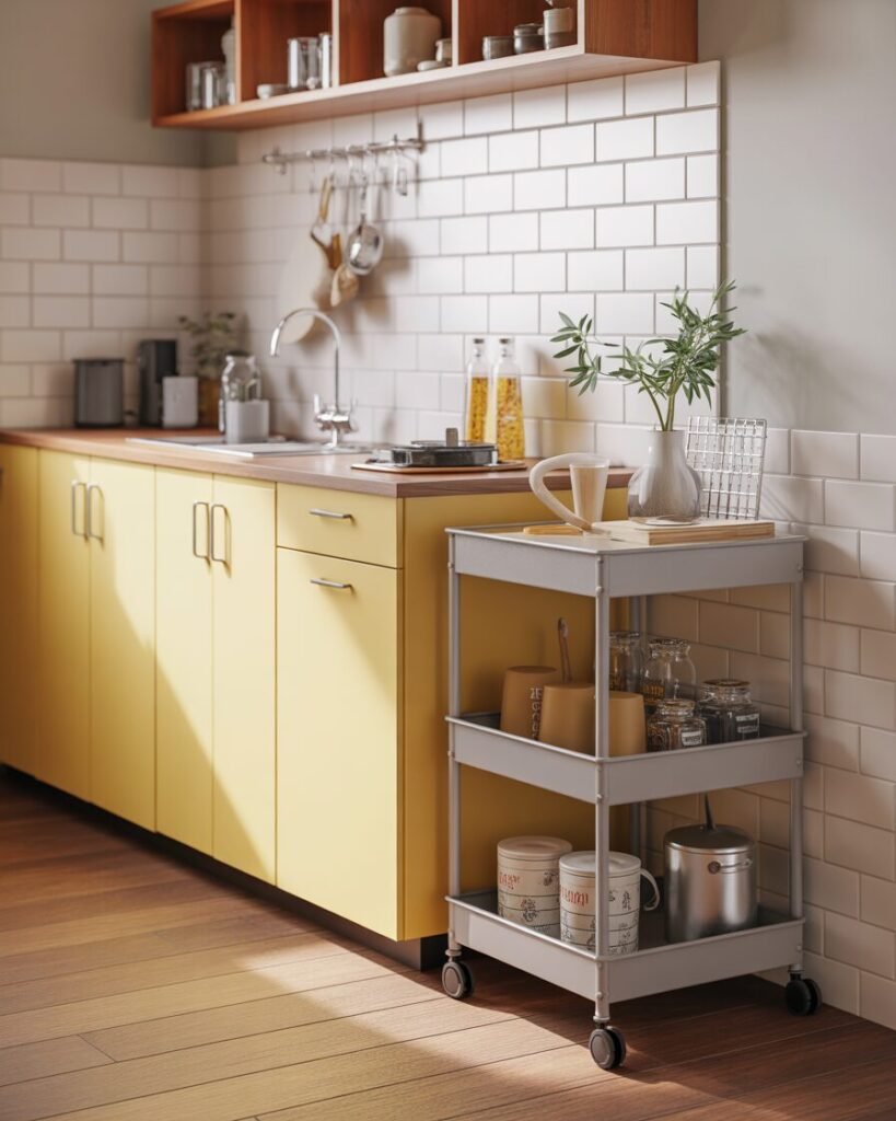 Small kitchen makeover rolling cart