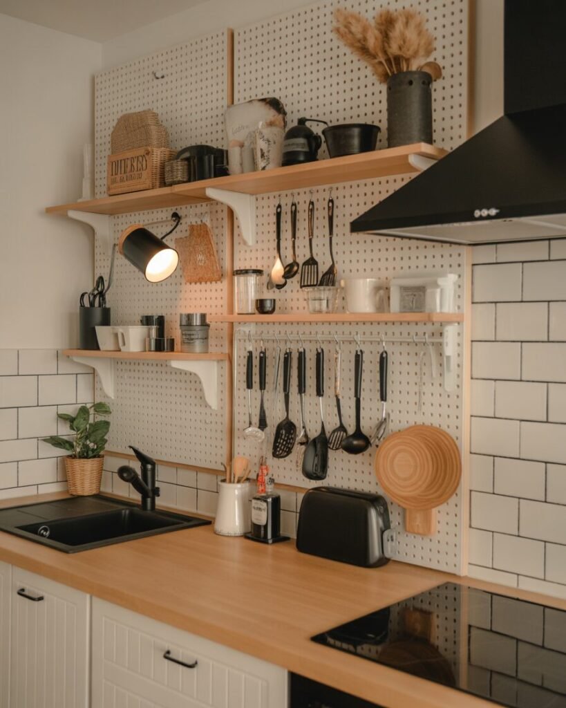 Kitchen organization hacks wall pegboard