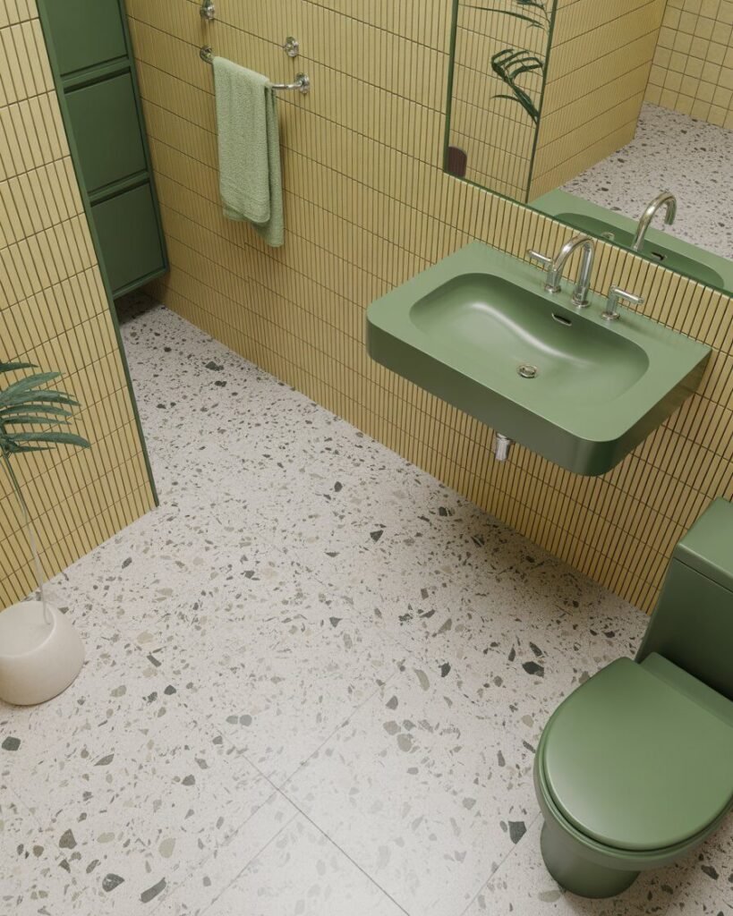 Terrazzo green bathroom decor