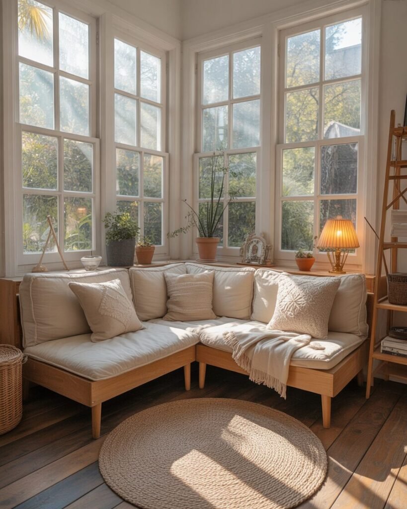 Cozy sunroom with garden view