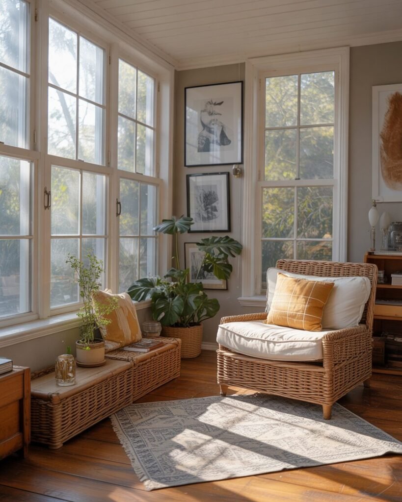  Cozy sunroom with large windows