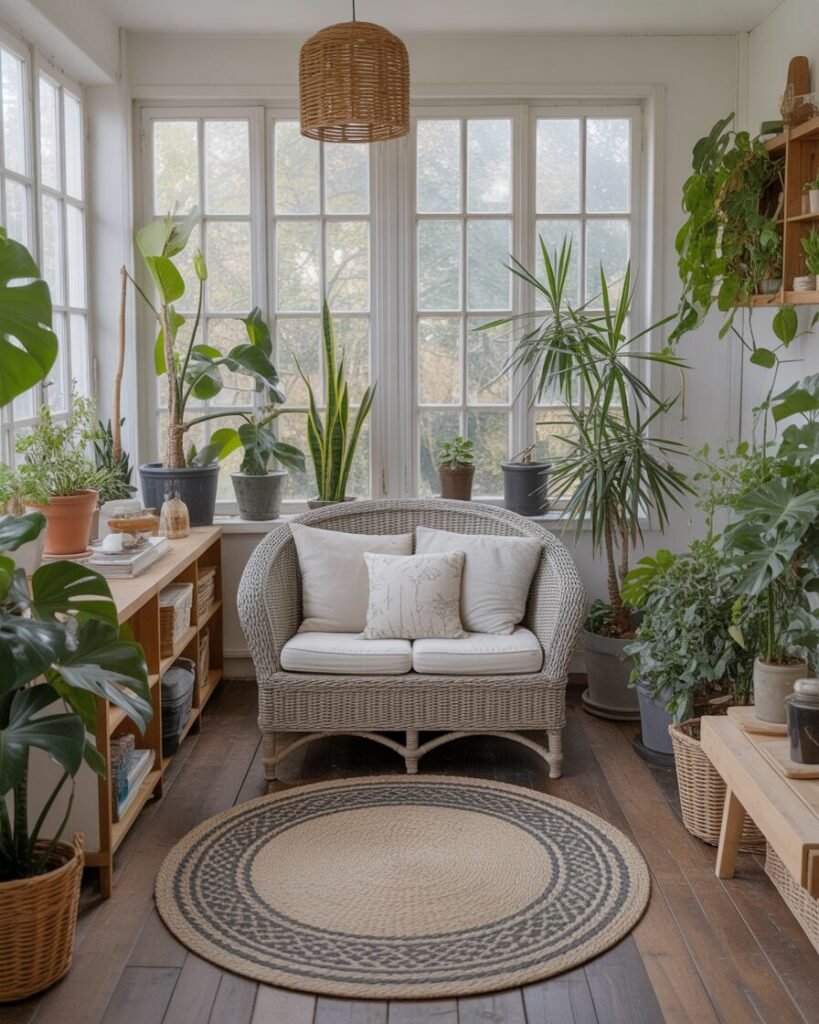  Cozy sunroom with indoor plants