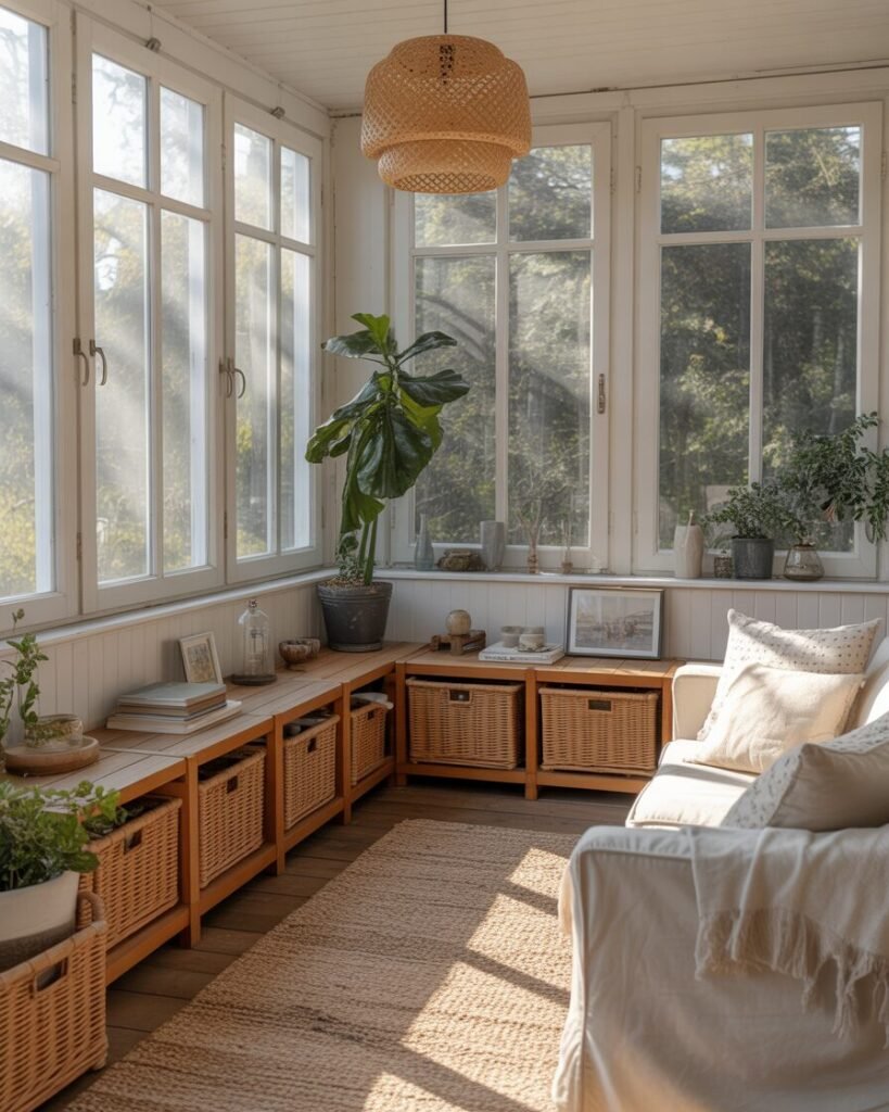 Cozy sunroom clutter-free design
