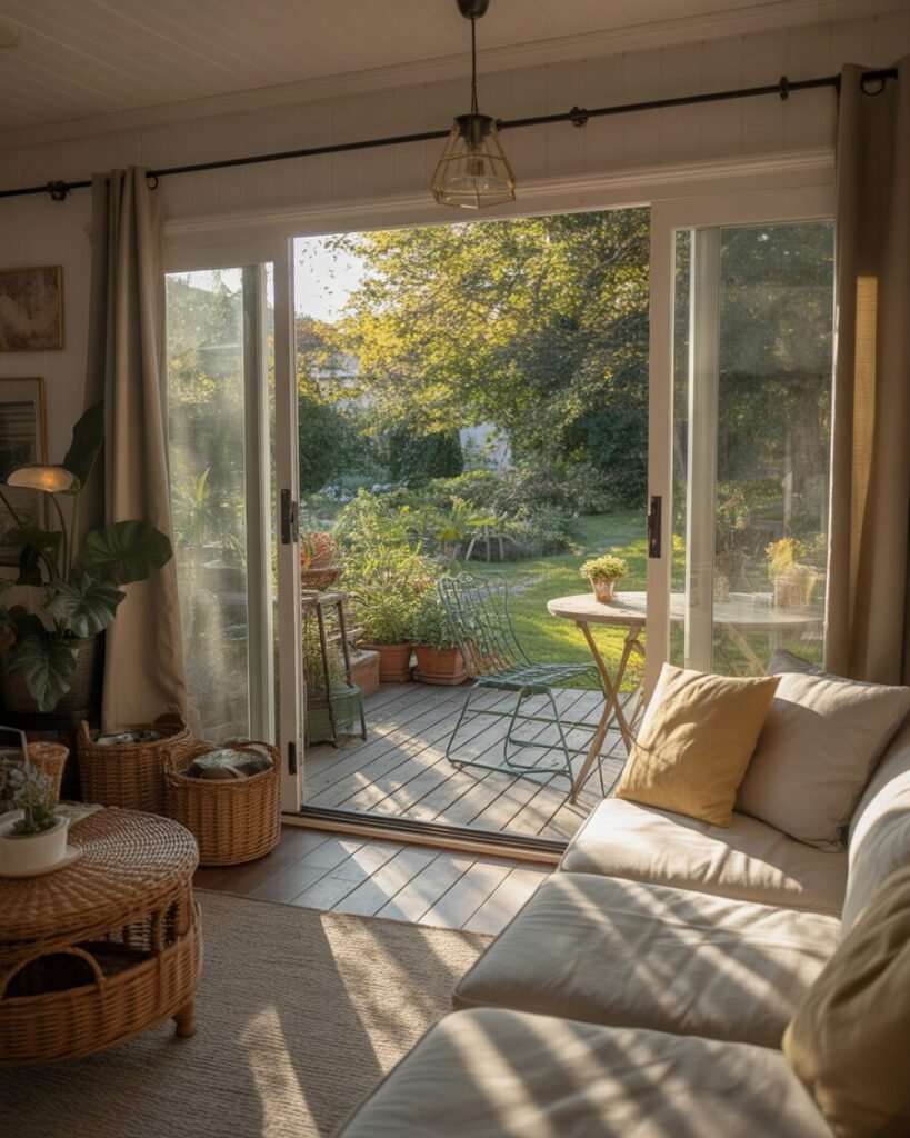 Cozy sunroom with garden access