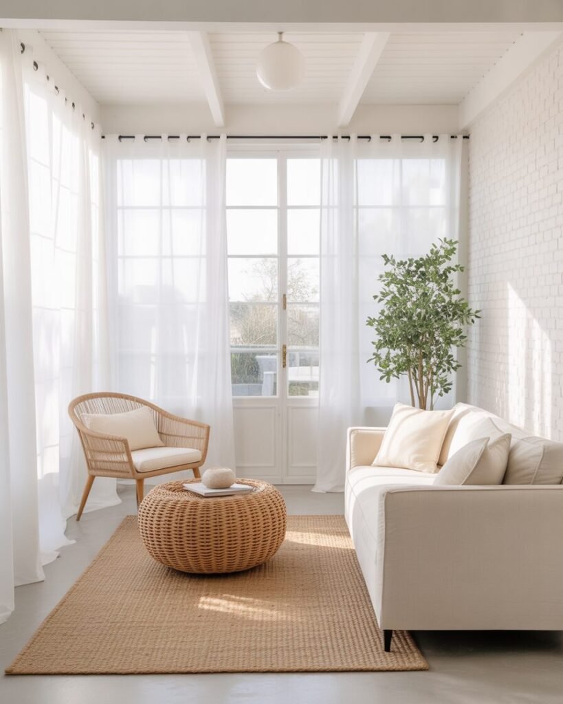 All-white minimalist sunroom design