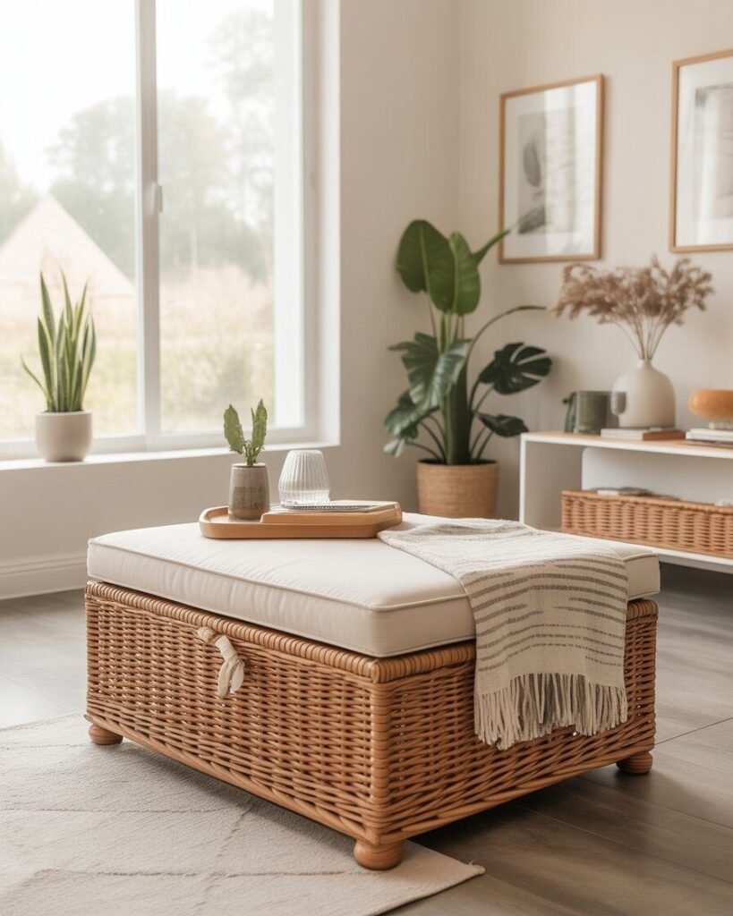 Minimalist sunroom hidden storage