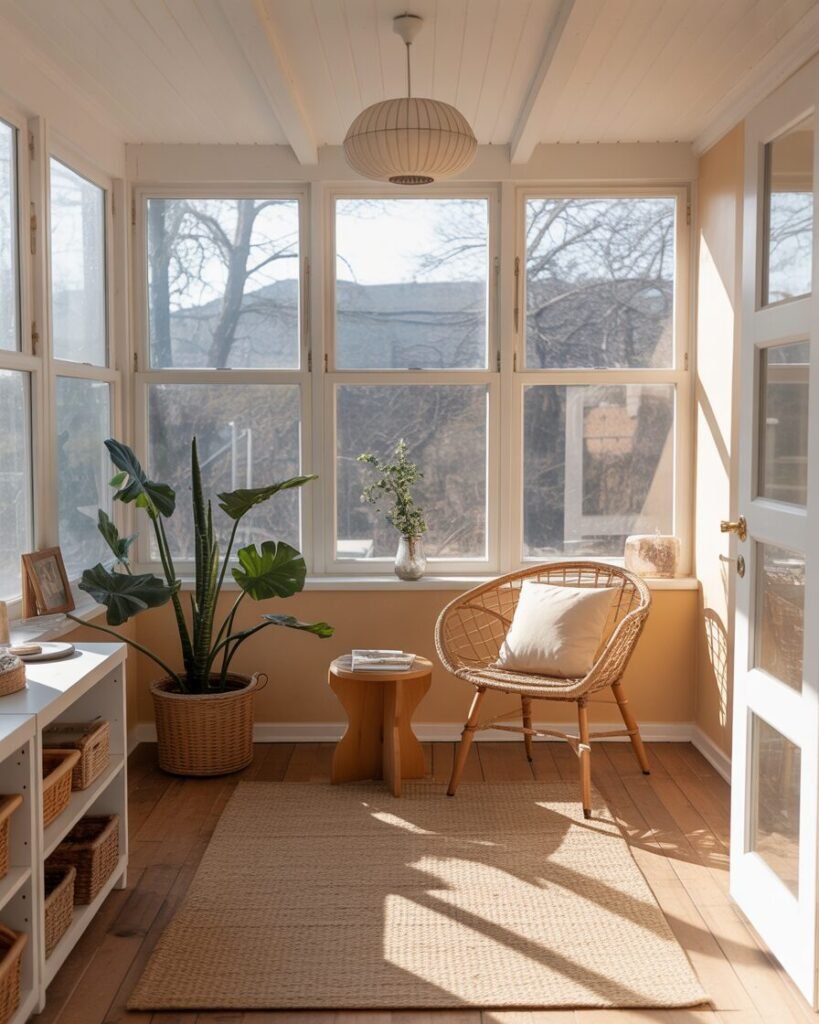 Low-maintenance minimalist sunroom décor
