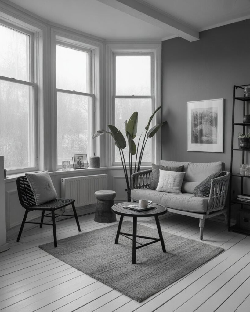 Monochrome minimalist sunroom design