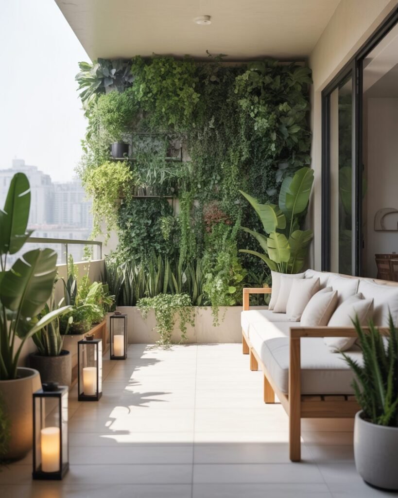 Balcony with vertical garden oasis.