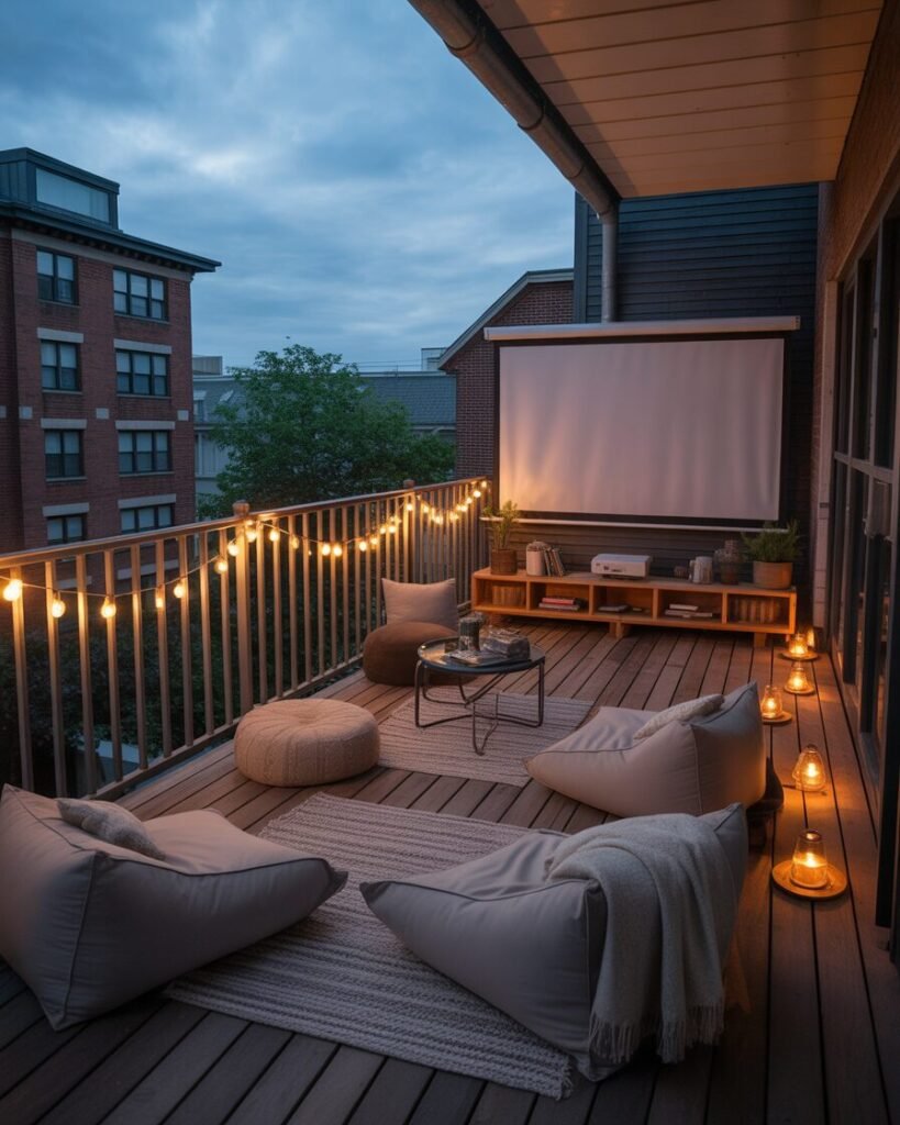 Balcony outdoor cinema oasis.