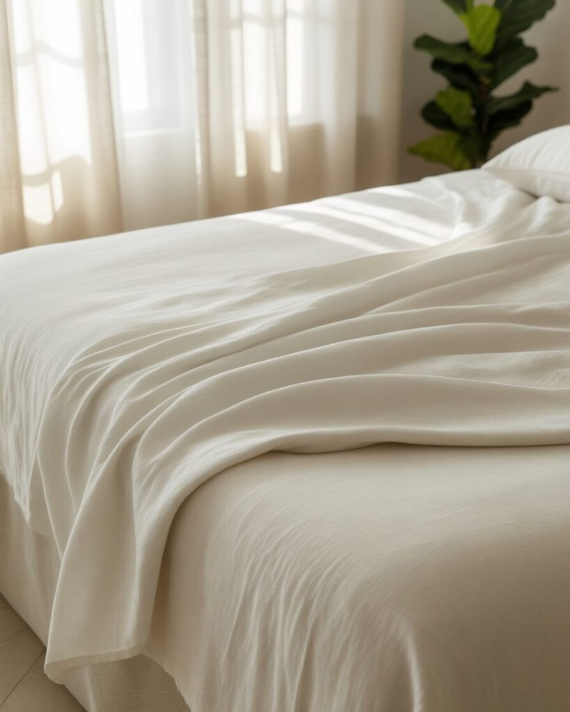 Flat sheet layering designer bed.