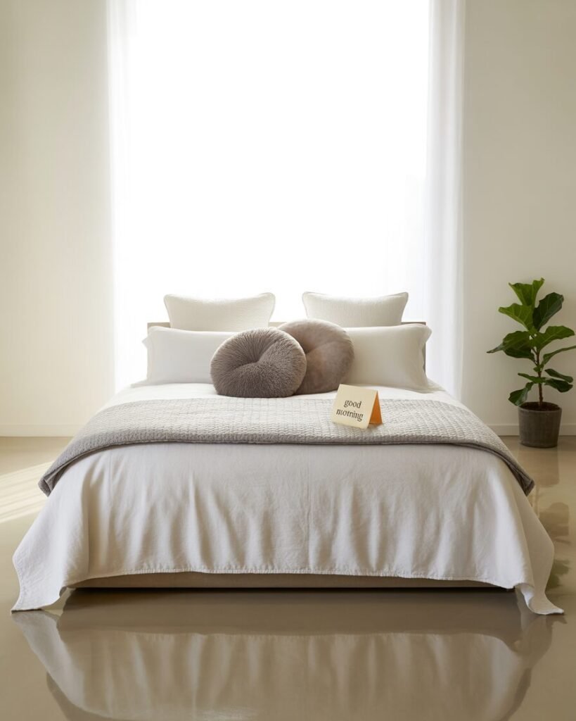 Light quilt designer bed layer.