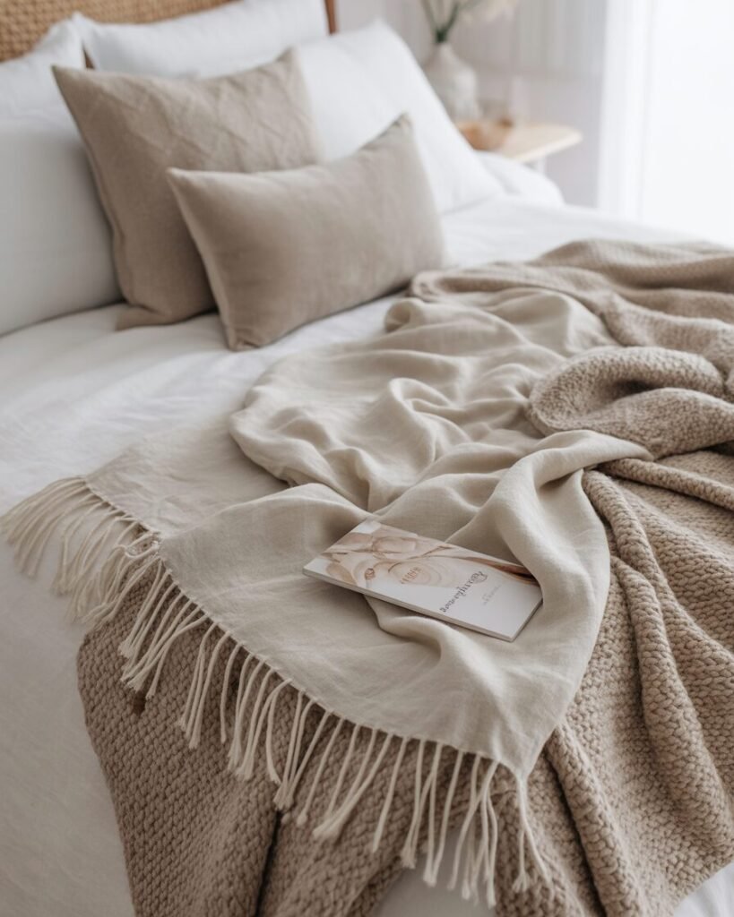 Seasonal layers designer bed look.