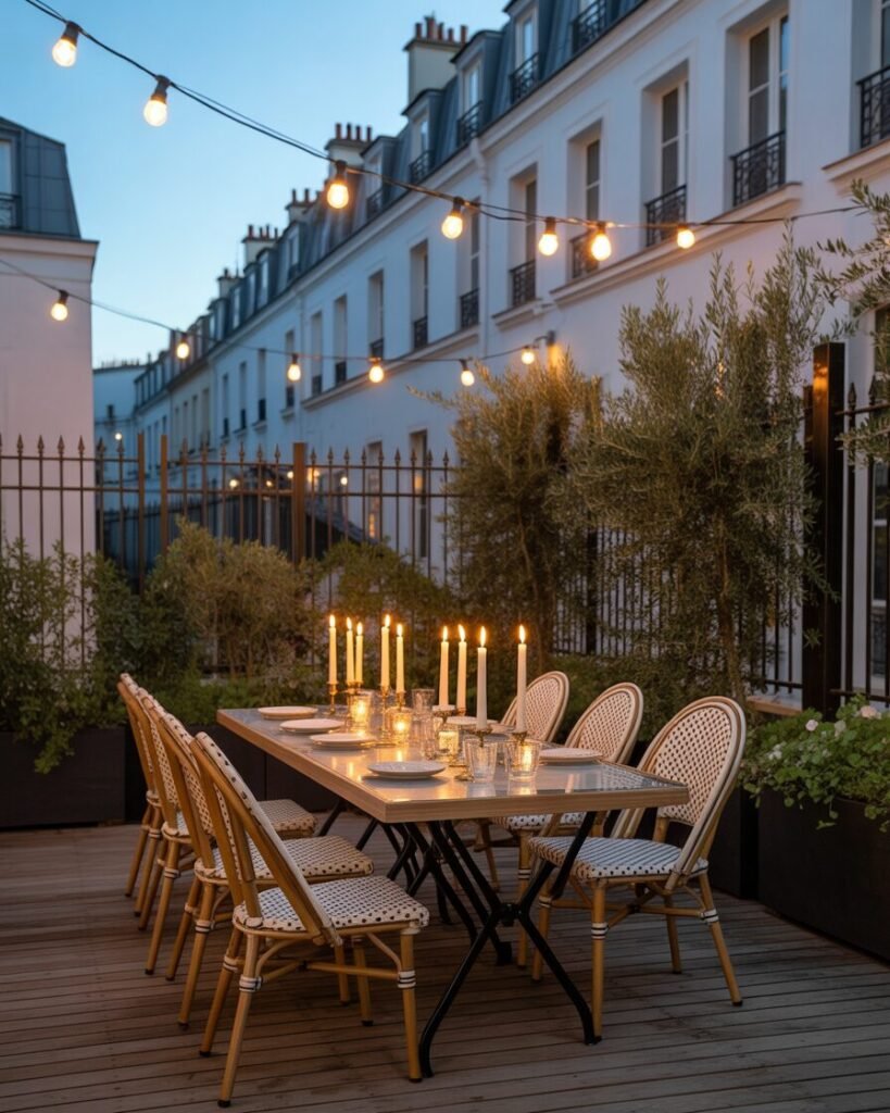 Romantic outdoor dining setup