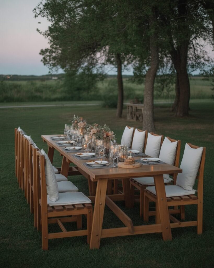 Farmhouse outdoor dining setup
