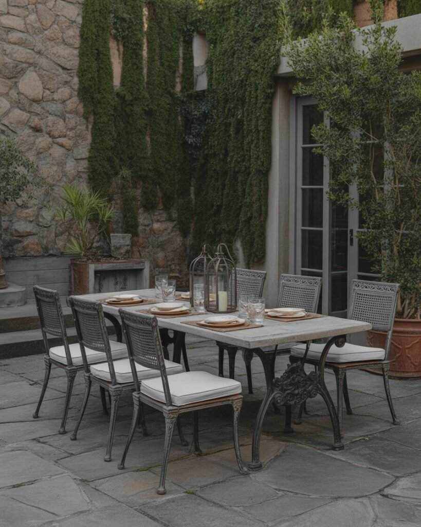 Rustic outdoor dining setup idea