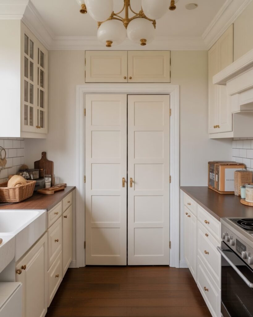 White pantry gold hardware