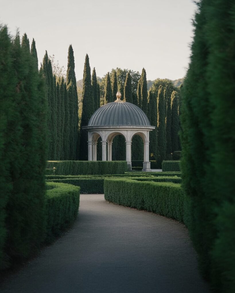 Privacy landscaping in high-end backyard