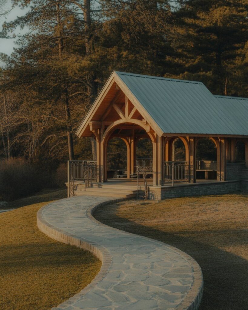 Mixed textures in backyard design