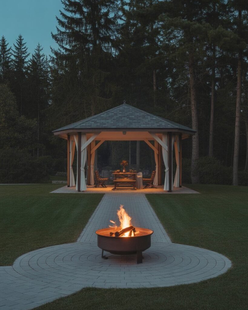 Mixed textures in backyard design