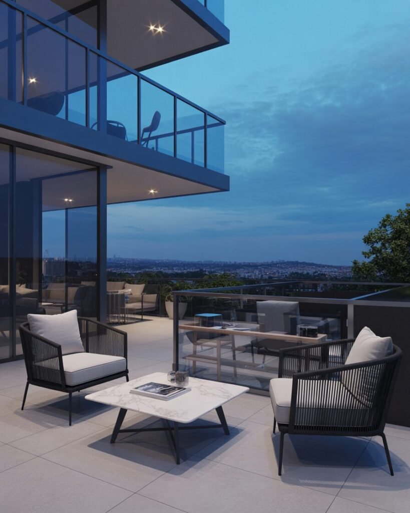 modern glass balcony design, contemporary balcony 2025, balcony with glass railing, stylish urban balcony.