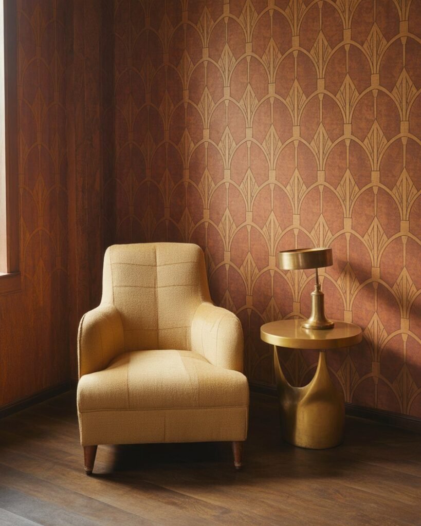 Art Deco wallpaper in autumn shades.
