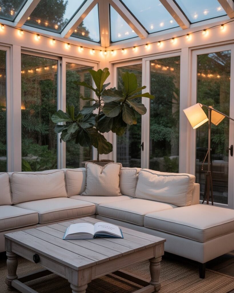 Lighting in three-season sunroom