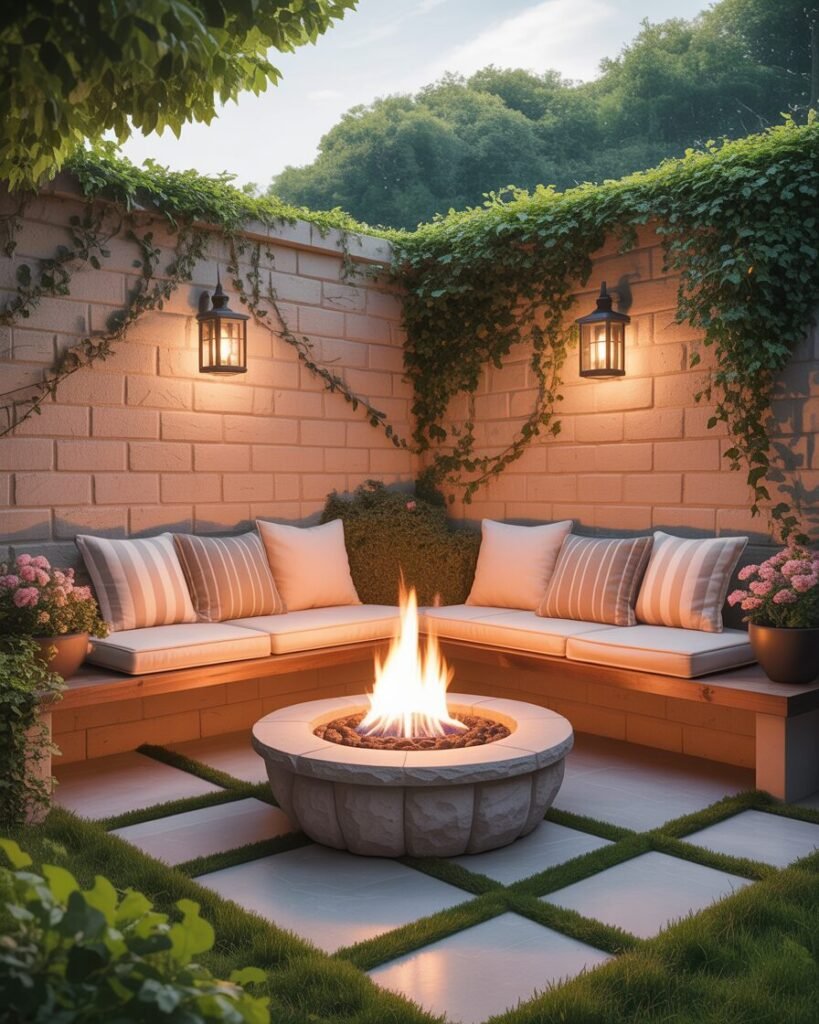 small backyard fire pit designs USA, garden fire pit seating UK, compact fire pit ideas